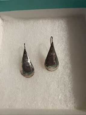 Sterling Silver Teardrop Hook Earrings - Silver